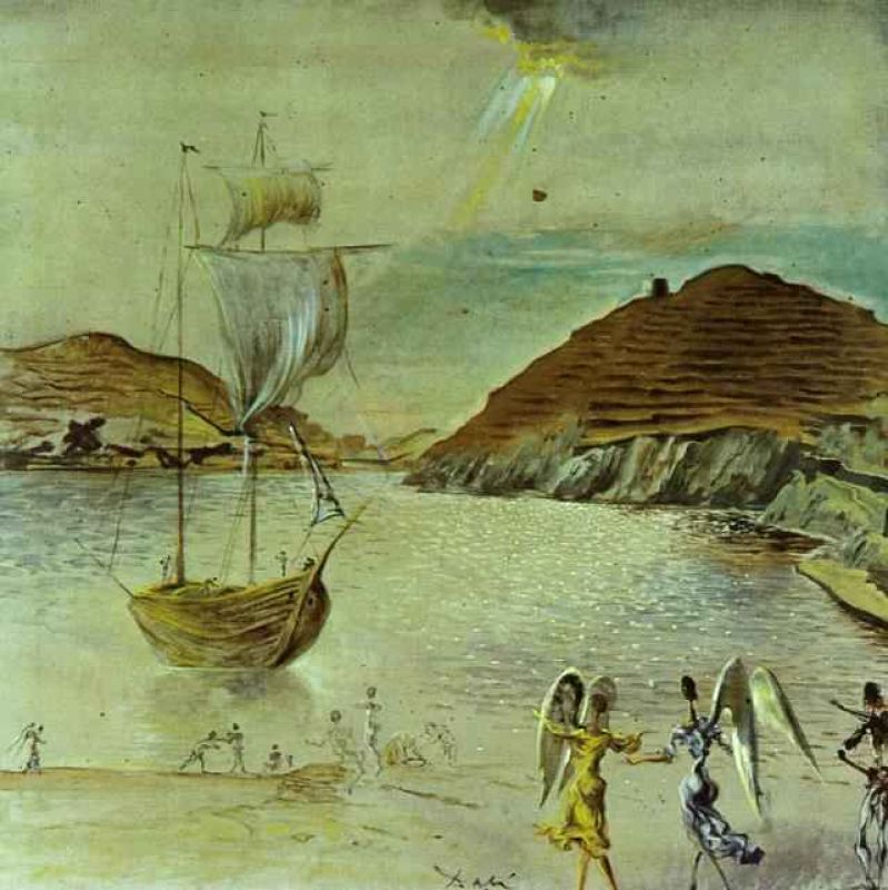 1950_04_landscape of port lligat with homely angels and fisherman 1950.jpg